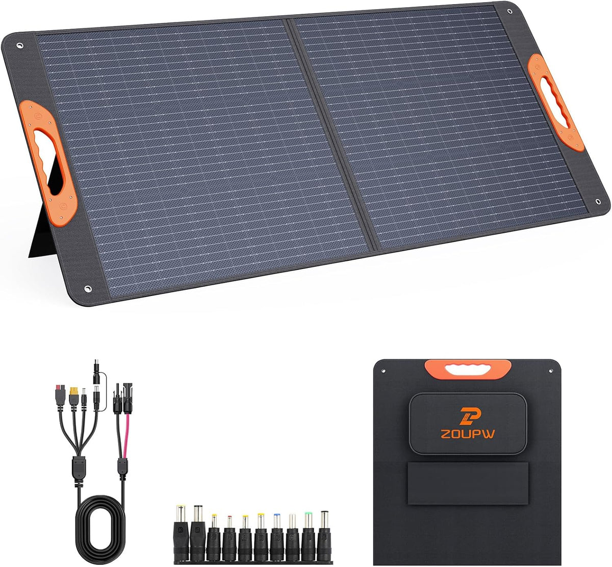 200 Watt Portable Solar Panel for Power Station,RV Essentials,200W 20V Foldable Solar Charger with Solar Cable,23.5% High Efficiency IP67 Waterproof 4 Kickstands for Camping RV Road Trip