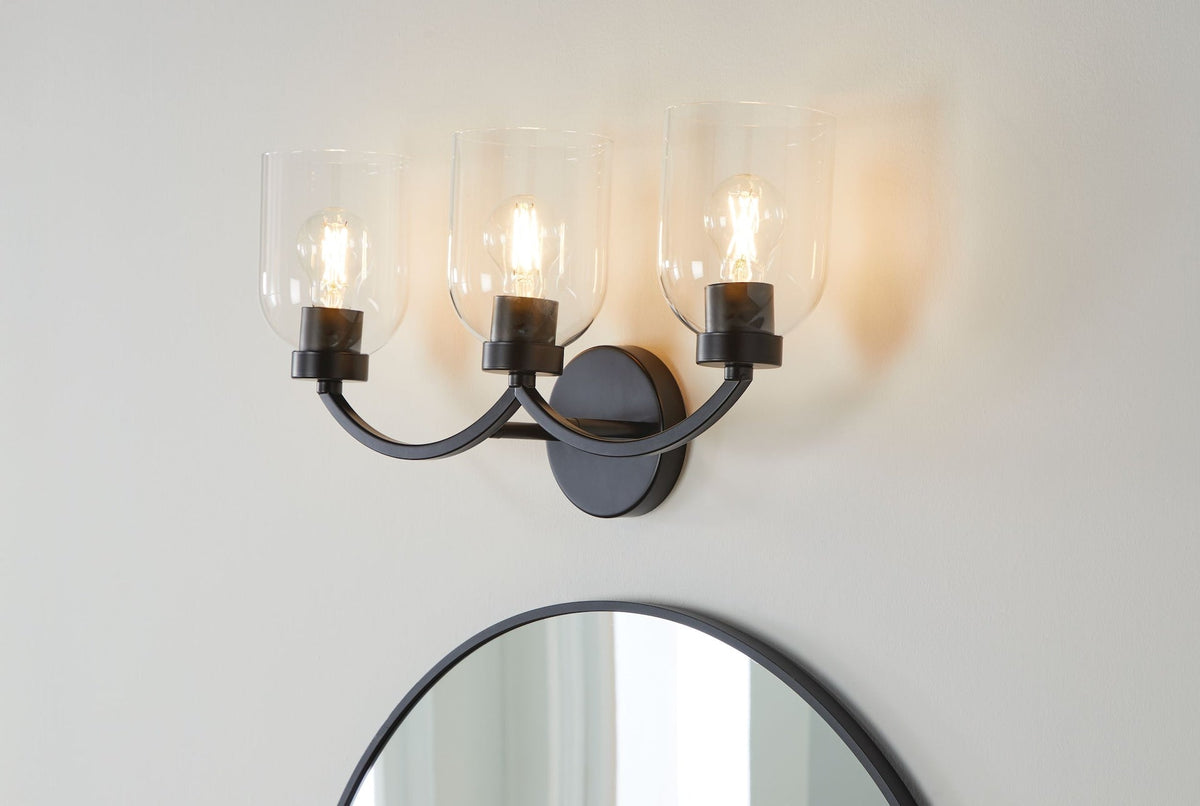 Canvas Bentbrook 3-Light Vanity with Glass Shade, Black