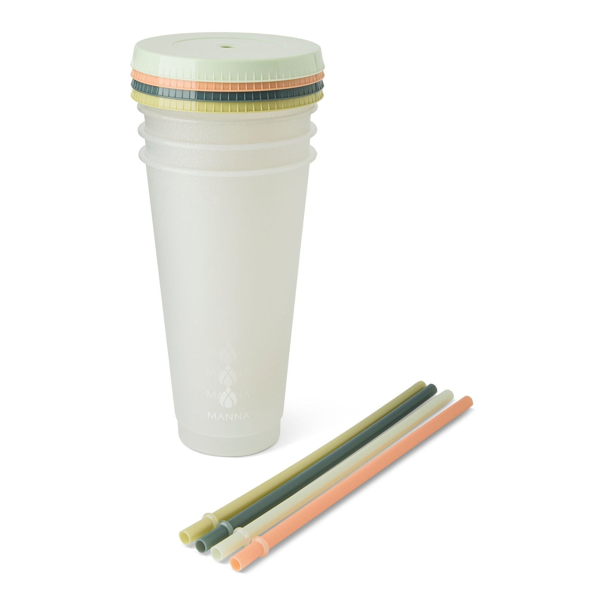 Manna Colour Changing Glitter Plastic Tumbler with Splashproof Lid, 24-oz, 4-pk