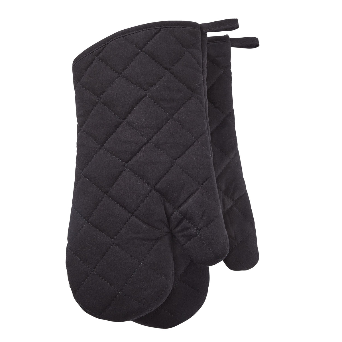 MASTER Chef Cotton Oven Mitt Set, Black, with Hanging Loops, 2-pc, Machine Washable