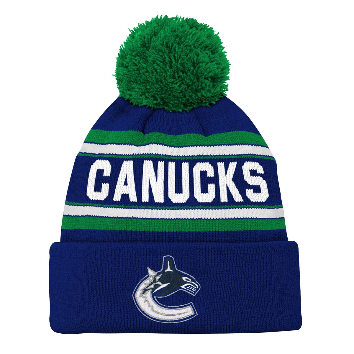 NHL Vancouver Canucks Jacquard Cuffed Knit Pom Toque, Youth