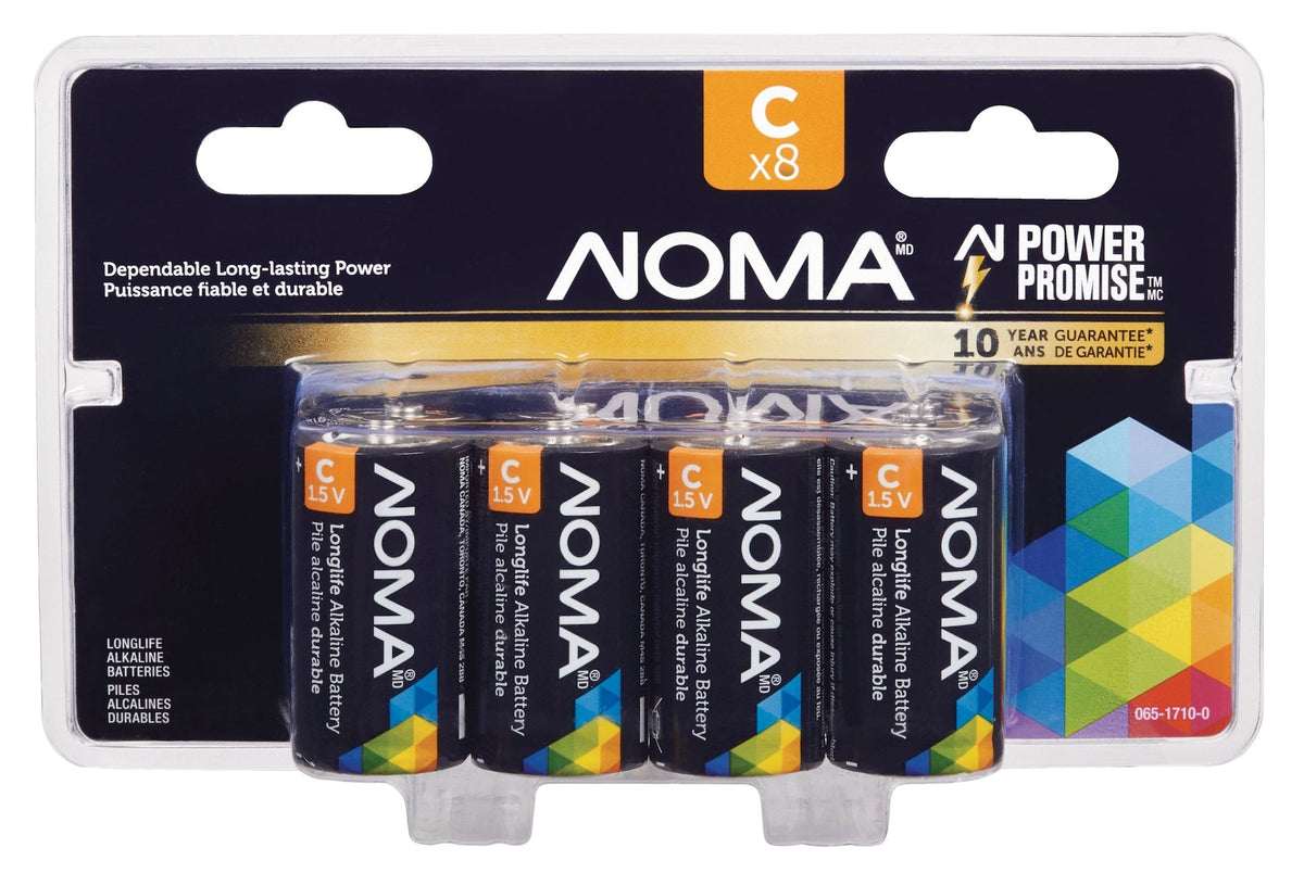 NOMA 8-pk C Alkaline Batteries, Long Lasting
