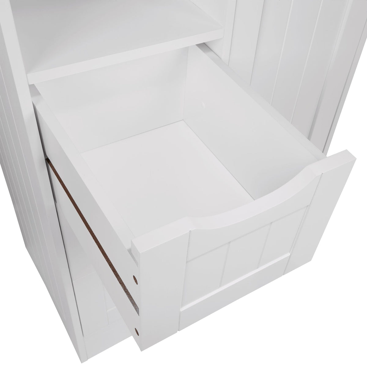 RiverRidge Home Ashland Single Door Bathroom & Laundry Storage Cabinet with 3 Drawers, Open Cubby & Adjustable Shelf, White
