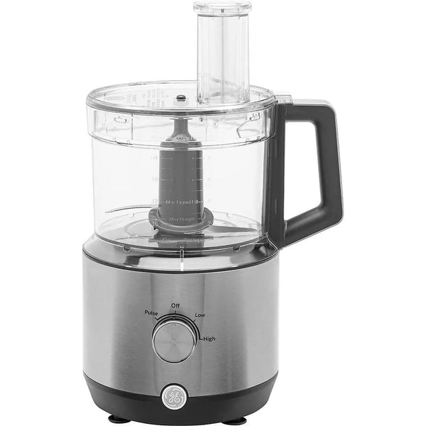 GE 550-Watt 12-Cup Food Processor with Accessories and Stainless Steel Blades, Stainless Steel H8