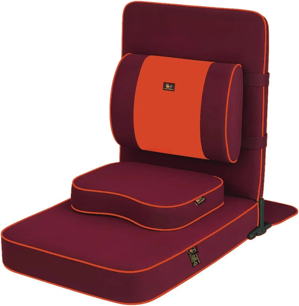 Ground chair, with backrest support | Adult yoga chair | Portable folding chair | Yoga chair with cushion and meditation pad | Black | 24x22 inches P3