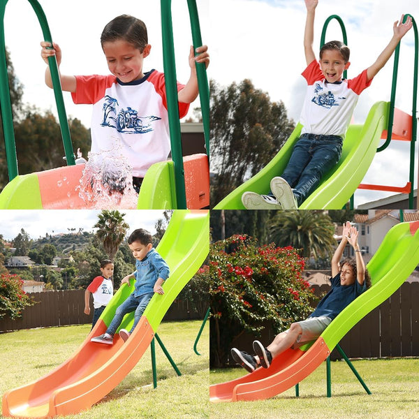 Outdoor Playground Slide, Big Backyard Freestanding Plastic Slide, 10 ft Outdoor Swing Set Slide for Kids Ages 4-8 C8