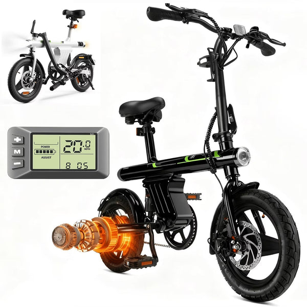 14 in Electric Bike for Adults,500W Folding E-Bike,Electric Commuter Mini Bikes,Electric Bicycles with 36V Removable Battery,Black S8