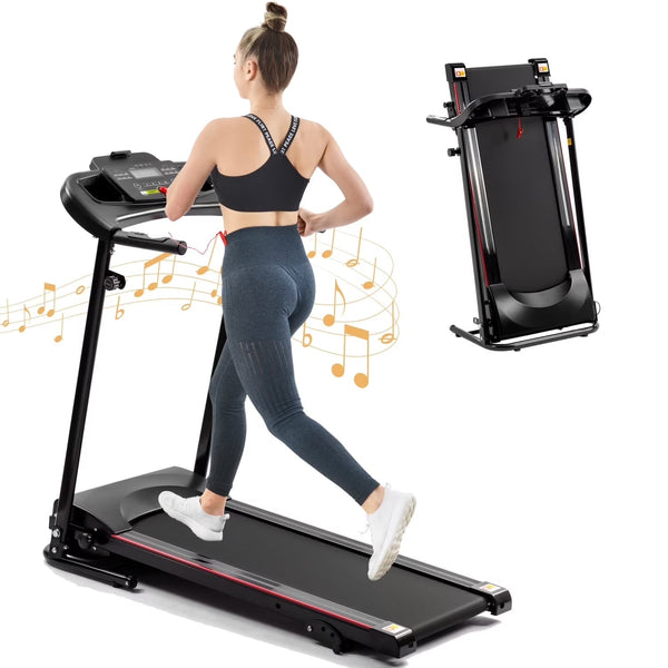 2.5HP Folding Treadmill with Incline, Electric Folding Treadmill for Walking Treadmill Machine 5 in LCD Screen 250 LB Capacity MP3 L2