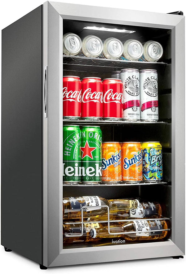 Ivation 101-Bottle Wine Cellar, Freestanding Mini Fridge - Stainless Steel E6