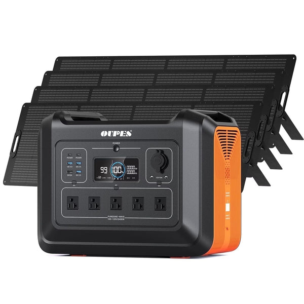 OUPES 2400W 2232Wh Portable Power Station with 4x240W Solar Panel,Solar Generator for Outdoor Camping,Home Backup,Emergency,RV R1