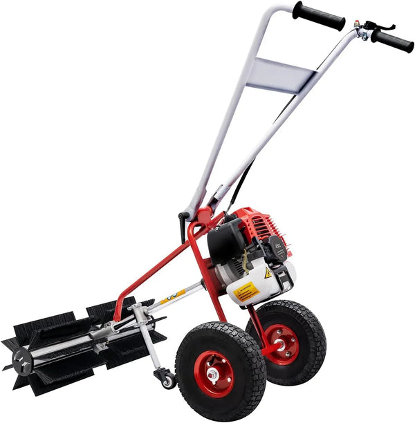 43cc 1.7HP Gas Powered Broom, 2 Stroke Power Sweeper Handheld Gasoline Power Broom Sweeping Machine for Garden Lawn Yard Sidewalk Driveway Turf Grass Cleaning, 600mm Nylon Brush Sweeping broom Z5