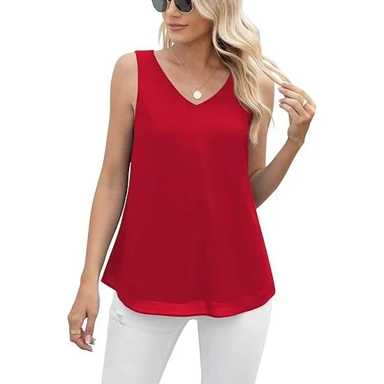 Women's Summer Sleeveless Chiffon Casual Tops R9