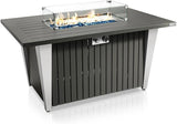 Propane fire pit table, 40,000 watt outdoor square gas fire pit, with lid, weather-resistant metal material, adjustable flame, rock melting set, highly suitable for use on decks, backyards and platforms (30 inches × 30 inches × 11 inches)