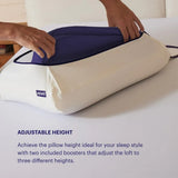 Pillow - The most comfortable pillow that science can conceive. It features an adjustable height pad for personalized height adjustment. It is made of gel elastic grid material and follows ergonomic design. Standard size.