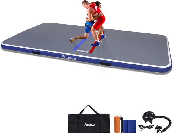 Inflatable Wrestling Mat 10FT/5FT, Portable Jiu Jitsu Mats Wrestling Mat for Home, Outdoor or Indoor Training Mat for Water Yoga, Gymnastics, Gray T1