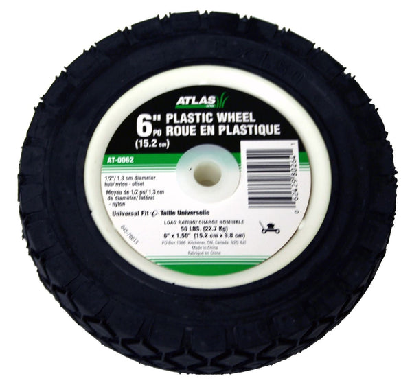 Atlas Lawn Mower Replacement Wheel, Wide Tread, 6-in x 1.5-in B7