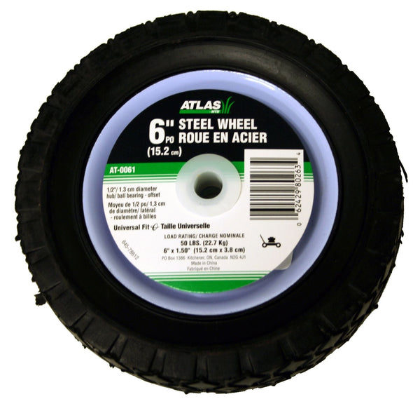 Atlas Steel Lawn Mower Wheel with Ball Bearings, 6-in x 1.5-in H8