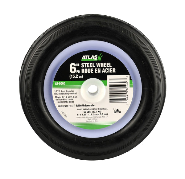 Atlas Steel Mower Wheel with Ball Bearings, 6-in M1