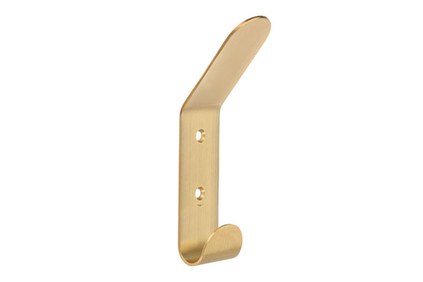 Bent Metal Double Hook, Satin Brass U1