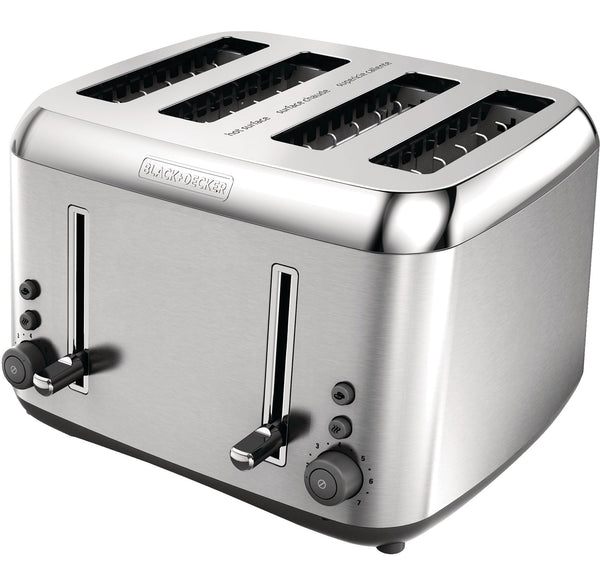 Black & Decker Toaster Kitchen Tools Extra Wide with 7 Settings, Stainless Steel, 4-Slices A5