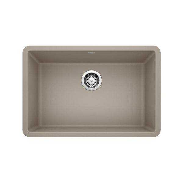 Blanco Precis SILGRANIT 27-in Single Bowl Undermount Kitchen Sink, Truffle E0
