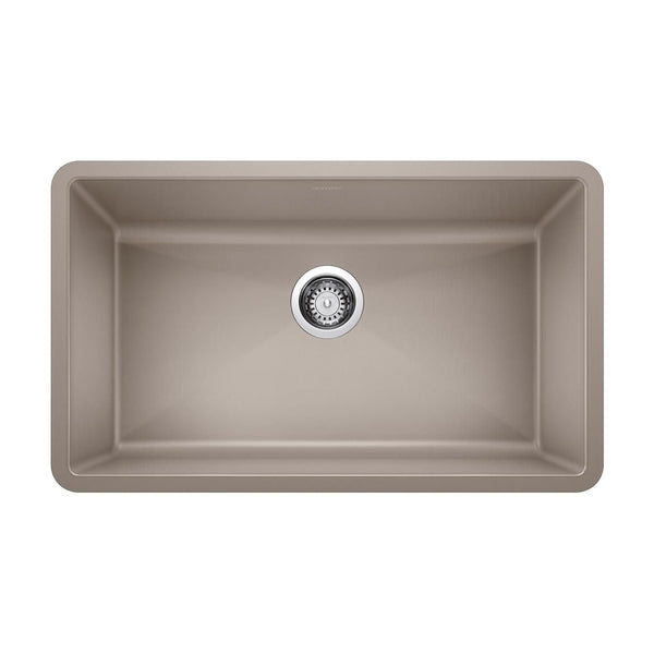 Blanco Precis SILGRANIT 32-in Super Single Undermount Kitchen Sink, Truffle G9