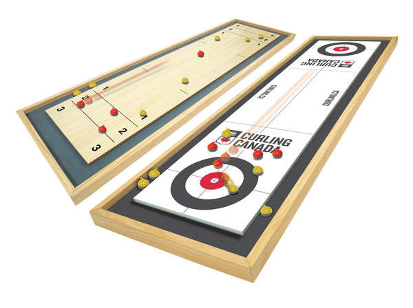Canada Curling Game, Deluxe Wood 2-in-1 Double Sided Giant Table Top Game Set, 47-in, Ages 6+ W0