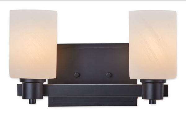 Canvas Cambray 2-Light Alabaster Shade Vanity Light, Black W0