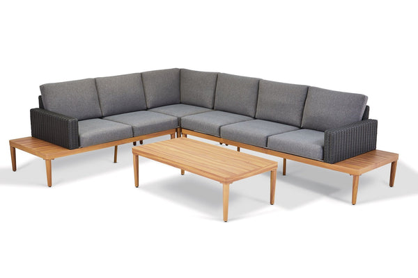 CANVAS Edenvale Aluminum Frame & Wicker Faux Wood Finish Outdoor/Patio Sectional Set, 4-pc Y8