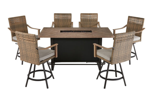 CANVAS Granville Fire Outdoor Dining Set with Water/Stain/Fade-Resistant Cushions, 7-pc P7