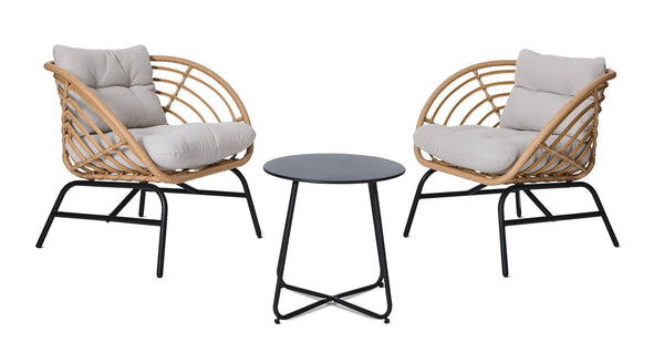 CANVAS Leslieville Outdoor Patio Chat Set with Tufted Cushions, Brown, 3-pc X6