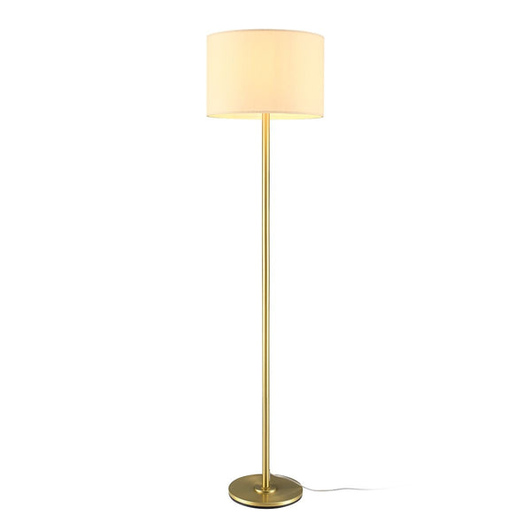 CANVAS White Drum Shade Floor Lamp, 16-in, Metallic Gold/Matte Brass S3