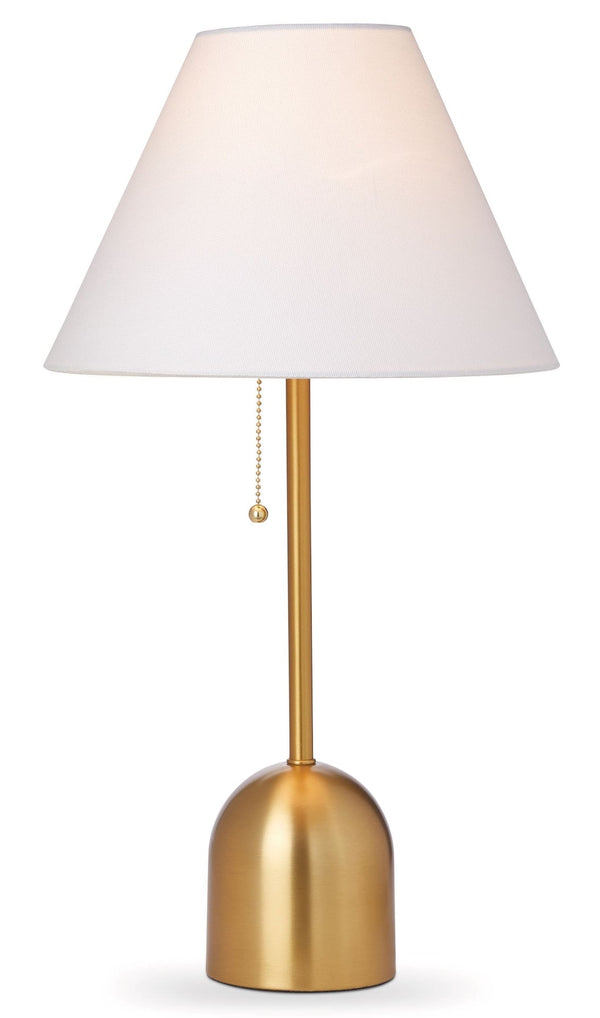 CANVAS White Linen Cone Shade Table Lamp, 22-in, Antique Brass I6