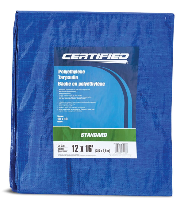 Certified Standard Duty Poly Tarp, Waterproof, 12-ft x 16-ft P8