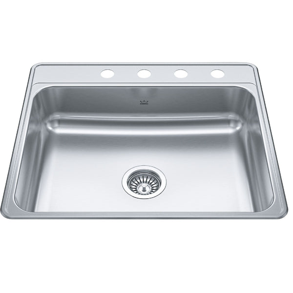 Creemore Drop-In Single 4-Hole Stainless Steel Sink, 22x25-in I6
