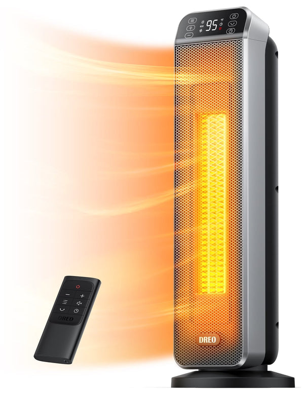 Dreo Space Heater for Inside, Electric Heater for Home with Remote, 24 in 11ft/s Fast Quiet Heating, 3 Modes, Safe Energy Efficient Heaters for... F2