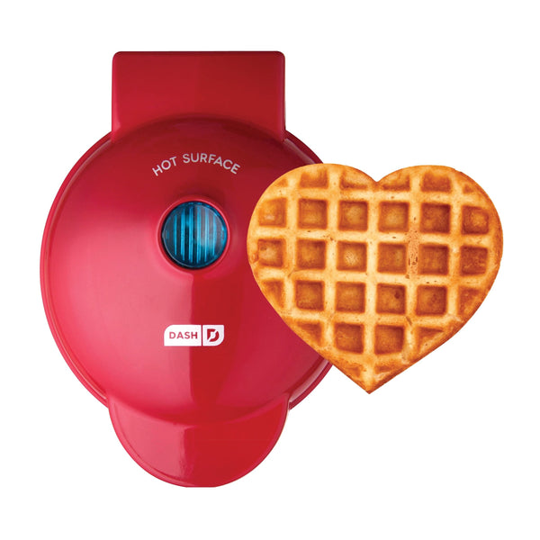 Dash Heart Compact Mini, Non-Stick Waffle Maker, Red J0