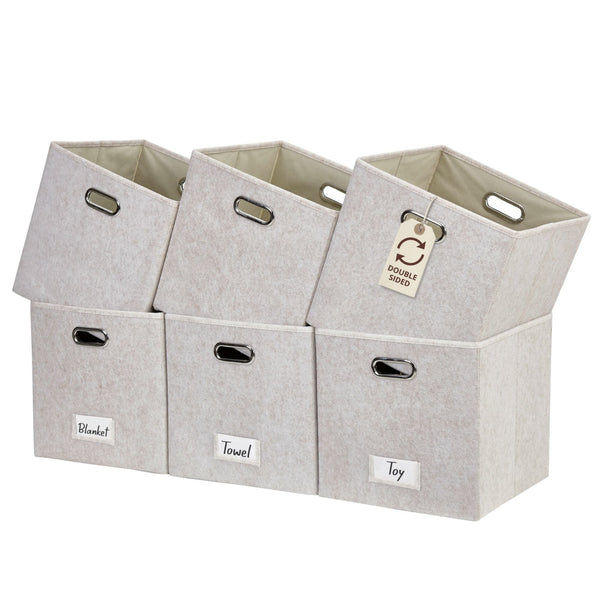 Decomomo Collapsible Felt Storage Cube, 11-in, 6-pk, Beige T6
