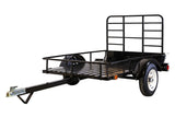 DK2 by Marlon 4x6-ft Single-Axle Black Open Rail Utility Trailer with Ramp Gate, 1314-lb Capacity