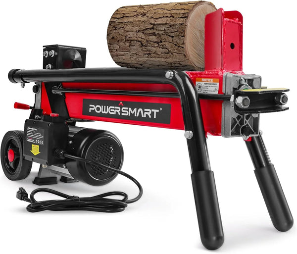 Electric Log Splitter 7-Ton - Efficient Wood Splitter with 3500 Motor Speed, 15 Amp, Horizontal Full Beam Design and Steel Wedge for Firewood & Kindling Cutting V7