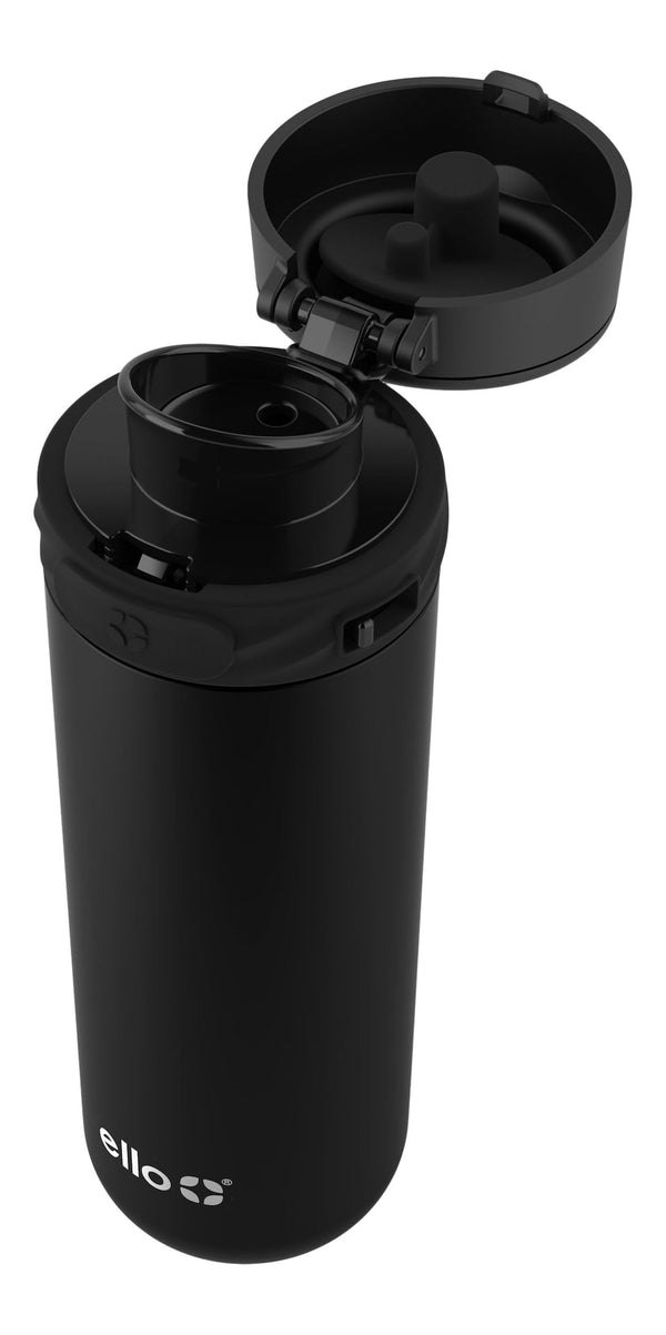 ello Haven Vacuum Insulated Stainless Steel Travel Mug, 16-oz, Black, with Carry Loop L0