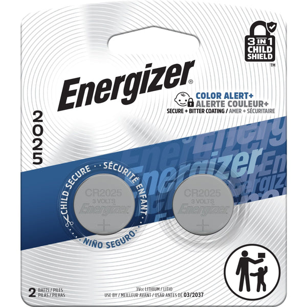 Energizer 2-pk CR2025 3V / 3 Volt Lithium Coin Cell Batteries, Long Lasting K6