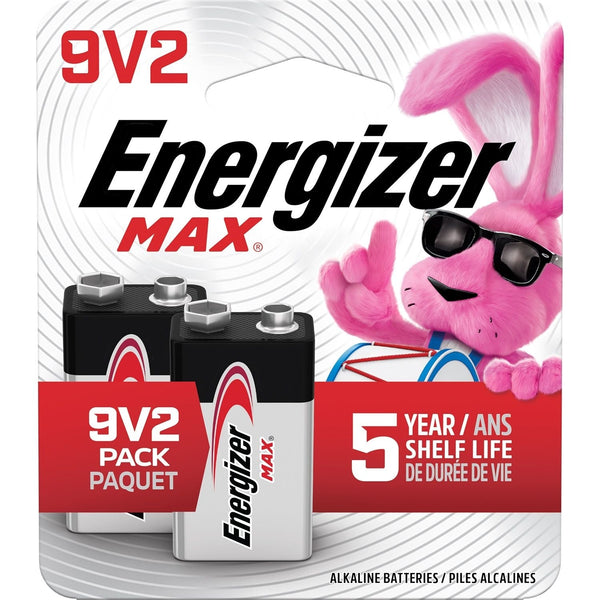 Energizer Max 2-pk 9V / 9 Volt Alkaline Batteries, Long Lasting, All Purpose R6