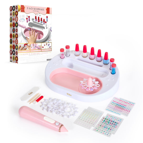 FAO Schwarz Girls Custom Glitter Nail Set, Pink H5