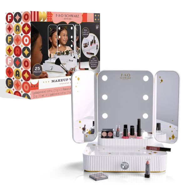 FAO Schwarz Girls Vanity Makeup Studio Low Profile, 24 Piece, White K5