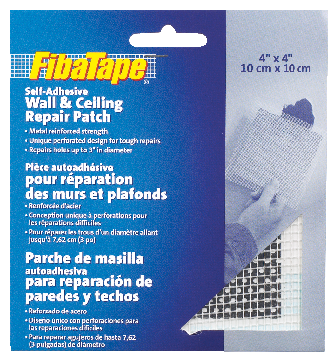 FibaTape Self-Adhesive Wall & Ceiling Hole Repair Patch For Drywall & Plaster, 4 x 4-in F7