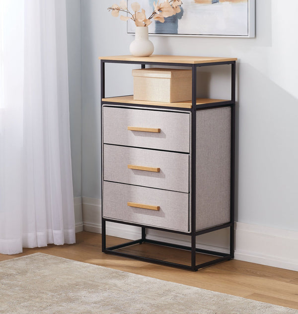 For Living Fabric 3-Drawer 1-Shelf Storage Organizer, Wood V4