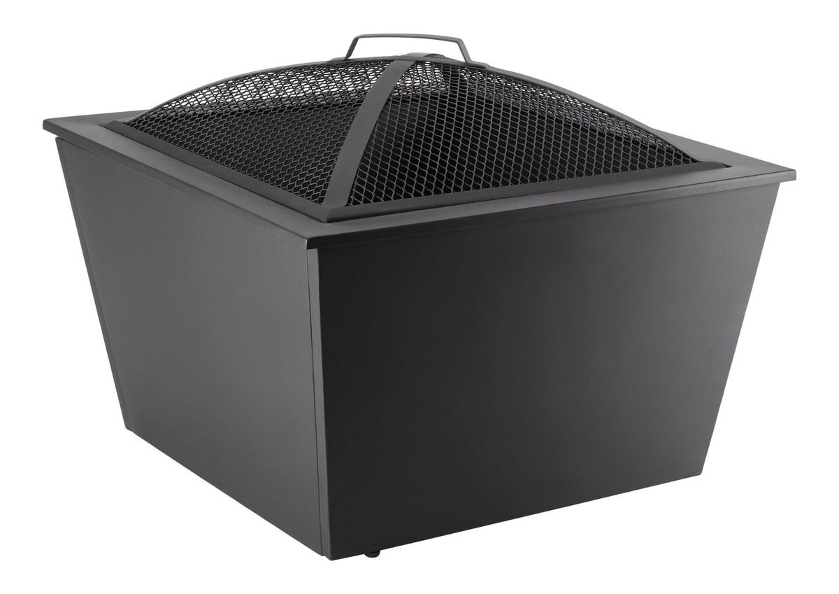 For Living Lyall Square Outdoor Wood Firepit, 20-in, Black