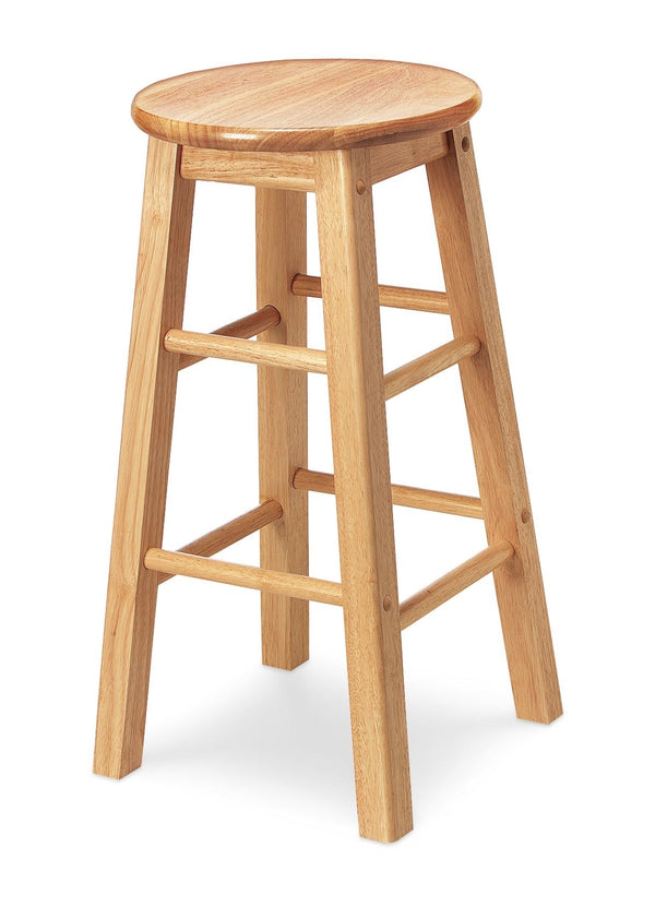 For Living Solid Wood 24" Bar Stool Armless Backless, Natural Finish S8