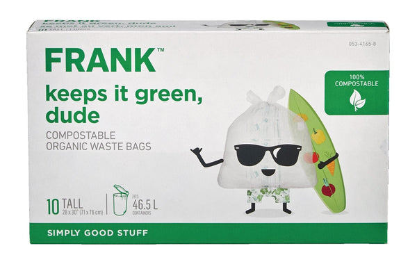 FRANK Tall Organic Compostable Food Waste Bags, 10-pk, 49-L D9